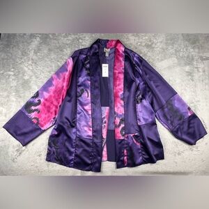Chicos Travelers Collection Womens 3 Purple Open Front Filgree Sofia Jacket $129